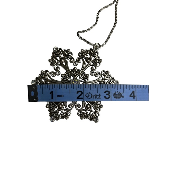 Silver Tone Snowflake Pendant Necklace - Picture 8 of 8